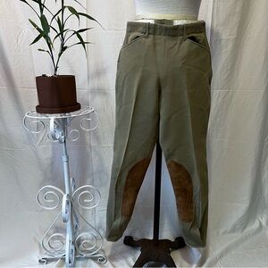 The Tailored Sportsman Khaki Riding Pants with Brown Patches